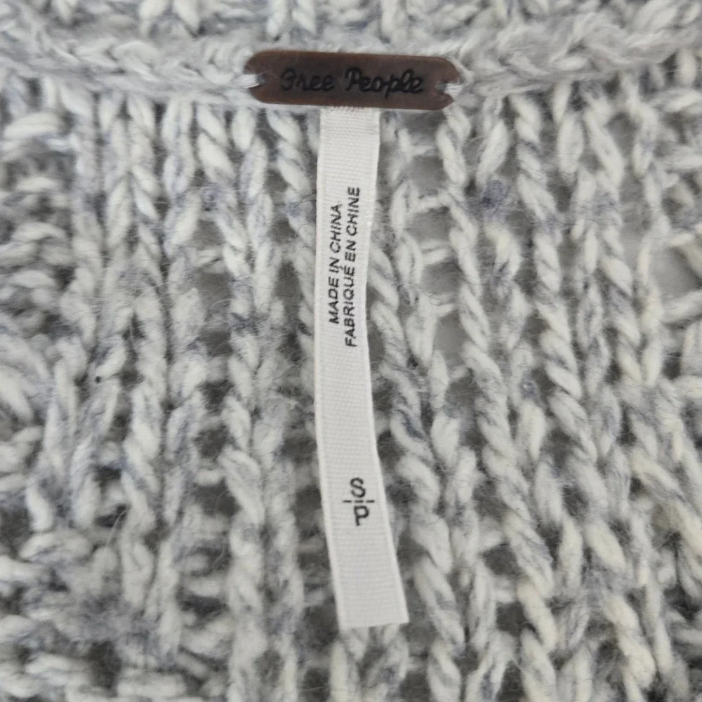 Free People Sweater‎ Dress Size S Small Gray Cable Chunky Knit Wool Angora Blend
